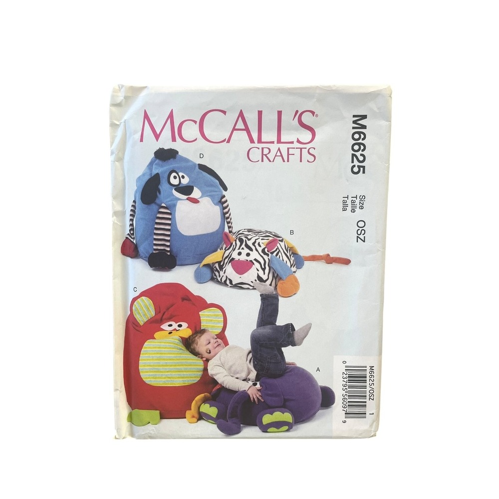 McCall's Crafts M6625 Children's Animal Bean Bag Chair Pouf OSZ Kids Decor